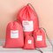 4Pcs Waterproof Nylon Drawstring Travel Storage Bag Portable Organizer Clothes Shoes Storage - Red
