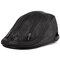 Men Winter Protect Ear Adjustable Thickening Leather Warm Comfortable Vintage Beret Cap - Black