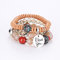 Bohemian Colorful Multilayer Beaded Bracelet with I Love You Charm Chain Gift for Her - Khaki