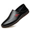 Men Classic Hand Stitching Soft Sole Slip On Casual Driving Leather Loafers - Black