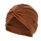 Solid Color Elastic Cap Beanie Hat Anti Ear Straps With Button - Coffee