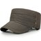 Men Solid Color Vogue Cotton Flat Cap Sunshade Casual Outdoors Adjustable Hat - Army Green