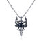 Vintage Pendant Necklace Stainless Steel Black Zircon Sword Charm Necklace Ethnic Jewelry for Men - Silver
