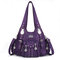 Women Hardware Multi-pockets Durable Soft Leather Shoulder Bag - Purple 1