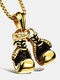 Trendy Punk Fitness Boxing Gloves Pendant Alloy Necklace - Gold