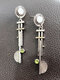 Vintage Semicircle S925 Moonstone Pearl Earrings - Silver