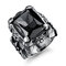 Vintage Geometric Square Gemstone Finger Ring Sculpture Titanium Steel Men's Ring Punk Jewelry - Black