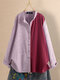 Striped Patchwork Stand Collar Button Plus Size Shirt - Red