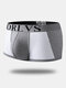 Men Sexy Color Block Boxer Briefs Cotton Comfortable Pouch Underwear - Gray