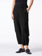 Solid Color Pockets Ankle Length Plus Size Casual Pants - Black