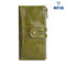 Women Men Genuine Leather Pure Color Vintage Card Holder Multi-slots Long Wallet Purse - Green