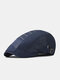 Menico Men Cotton Topstitched Outdoor Breathable Sunshade Short Brim Casual Vintage Forward Hats Beret Flat Caps - Navy