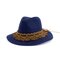 Women Sunshade Tassel Straw Hat Outdoor Seaside Sun Visor Solid Color Jazz Hat   - Navy