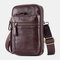 Men Genuine Leather Phone Bum Bag Crossbody Bag - Coffee