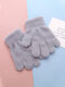 Unisex Dacron Knitted Solid Color Full Finger Thick Autumn Winter Warmth Gloves - Gray