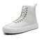 Men Pure Color High Top Chunky Sneakers Lace UP  Mid Calf Casual Boots - White