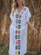 Женский тонкий солнцезащитный чехол с V-образным вырезом и цветком Пляжный Макси Платье - Белый