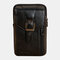 Men Solid 7.2'' Phone Bag Genuine Leather Belt Bag Crossbody Bag - Black