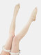 Women Nylon Lace Ruffled Large Mesh Breathable High Socks - White
