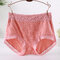 3XL Plus Size Cotton Lace High Waisted Hip Lifting Panties - Pink