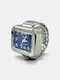 4 Couleurs Acier Inoxydable Alliage Mini Mode Couple Quartz Anneau Watch - bleu