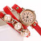 Trendy Pearl Bracelet Watch Three Layer Leather Watch Fashion Style Waterproof Quartz Watch - Red
