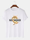 Mens Hi Meow Cartoon Cat Print 100% Cotton O-Neck Short Sleeve T-Shirt - White