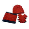 Men 2/3PCS Plus Velvet Keep Warm Winter Neck Protection Headgear Scarf Full-finger Gloves Knitted Hat Beanie - #09