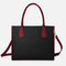 Women Patchwork Multifunction Multi-pocket 13.3 Inch Laptop Key Handbag Shoulder Bag - Black