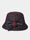 Women Woolen Cloth Solid Bowknot Flower Decoration Casual Warmth Bucket Hat - Wine Red