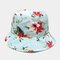 Women & Men Leaf Flower Print And Black Bucket Hat Vacation Style - #05