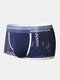 Mens Breathable Mesh Ice Silk Soft Underwear Solid Color U Convex Boxer Briefs - Blue