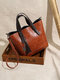 Women Vintage PU Leather Tassal Large Capacity Shoulder Bag Crossbody Bag - Brown