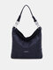 Women Vintage Faux Leather Solid Color Large Capacity Waterproof Handbag Shoulder Bag Tote - #07