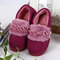Furry Suede Slip On Keep Warm Home Flat Shoes - Wine Red