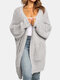 Solid Color Long Sleeve Losse Knit Cardigan For Women - Grey