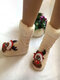 Women Christmas Santa Claus Decor Comfortable Warm Home Socks Shoes - White