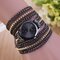 Trendy Mental Winding Chain Watch Gold Alloy Bracelet Quartz Watch For Women Waist Watch - Black