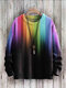 Mens Colorful Ombre Stripe Crew Neck Pullover Sweatshirts Winter - Black