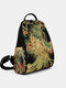 Women Ethnic Sequined Embroidered Peacock Anti-theft Backpack - Black