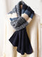 Women Artificial Wool Acrylic Mixed Color Knitted Color-match Thickened Fashion Warmth Scarf - Blue Gray