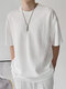 Mens Textured Waffle Stitch Loose T-Shirt - White