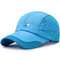 Men Speed Dry Cotton Material Plain Mesh Pattern Lightweight Breathable Fashion Baseball Hat - Blue