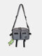 Men Nylon Casual Multi-Compartments Solid Color Crossbody Bag Shoulder Bag - Gray
