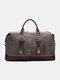 Men Canvas PU Leather Large Capacity Handbag Shoulder Bag Travel Bag Duffle Bag Crossbody Bag - Dark Gray