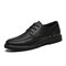 Men Stitching Microfiber Leather Breathable Brief Casual Business Shoes - Black