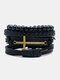 4 Pcs/Set Vintage Multi-layers Woven DIY Set Faux Leather Bracelet - #10