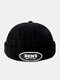 Unisex Solid Corduroy Letters Oval Label All-match Adjustable Brimless Beanie Landlord Cap Skull Cap - Black