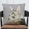 Cartoon French Bulldog Cotton Linen Pillowcase Square Living Room Sofa Decoration Cushion Cover - B