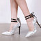 Women Roman Pointed Toe High-heeled Sandals - White